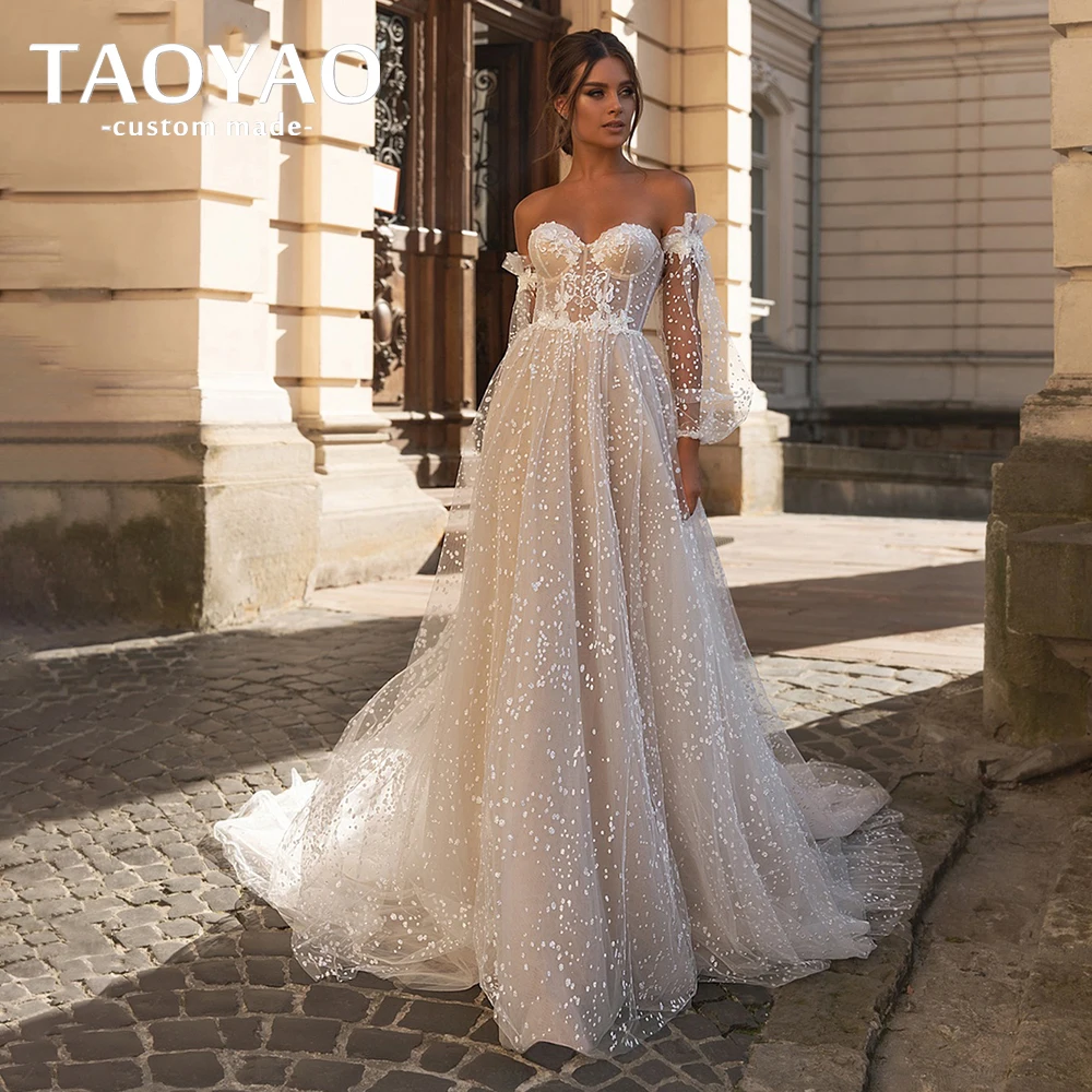 

Boho A Line wedding dresses for woman Vintage Sweetheart Lace Appliques Bridal Gown Backless Bridal Dresses vestidos novias boda