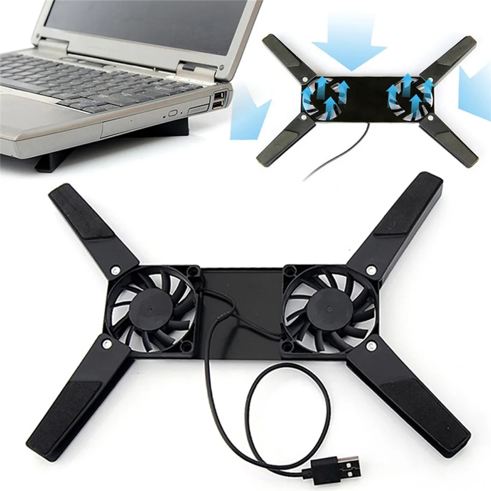 

Laptop Stand Dual Cooling Fan Notebook Computer Holder Foldable USB Support Holder Laptop Stand Cooling Fan Black Accessories