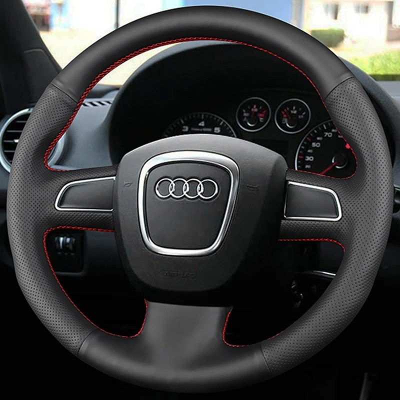 

Custom Car Steering Wheel Cover Genuine Leather Fit For Audi A3 8P Sportback A4 B8 Avant A5 8T A6 C6 A8 D3 Q7 8R Q5 4L S4 S3