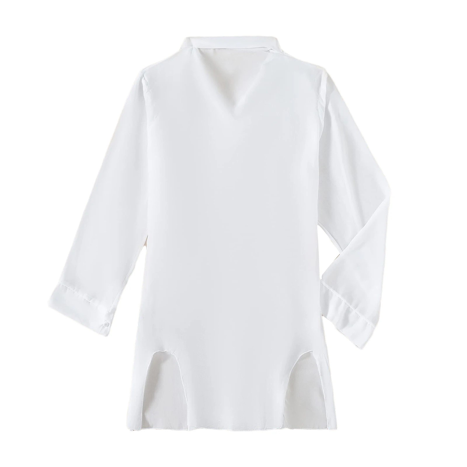 Женская Пляжная накидка однотонные рубашки с длинным рукавом и отложным