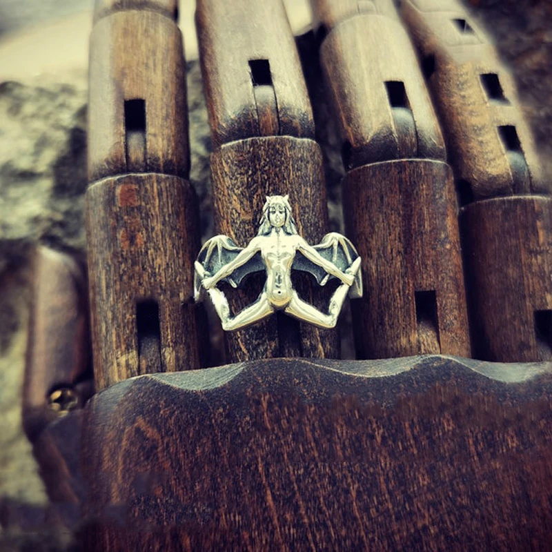 

Female Demon Rings For Men And Women Gothic Style Silver Color Personality Accessories Finger Jewelry Minority Party Gift
