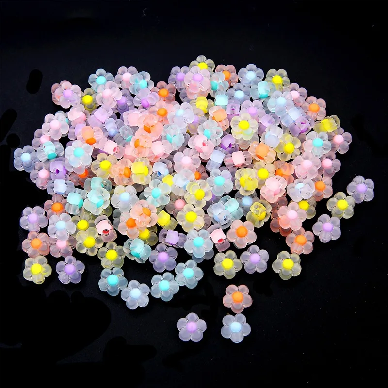 

50pcs Frosting Matting Beads For Jewelry Making Acrylic Sunflowers Beads Loose Spacer Beads For DIY Hand String Accessories