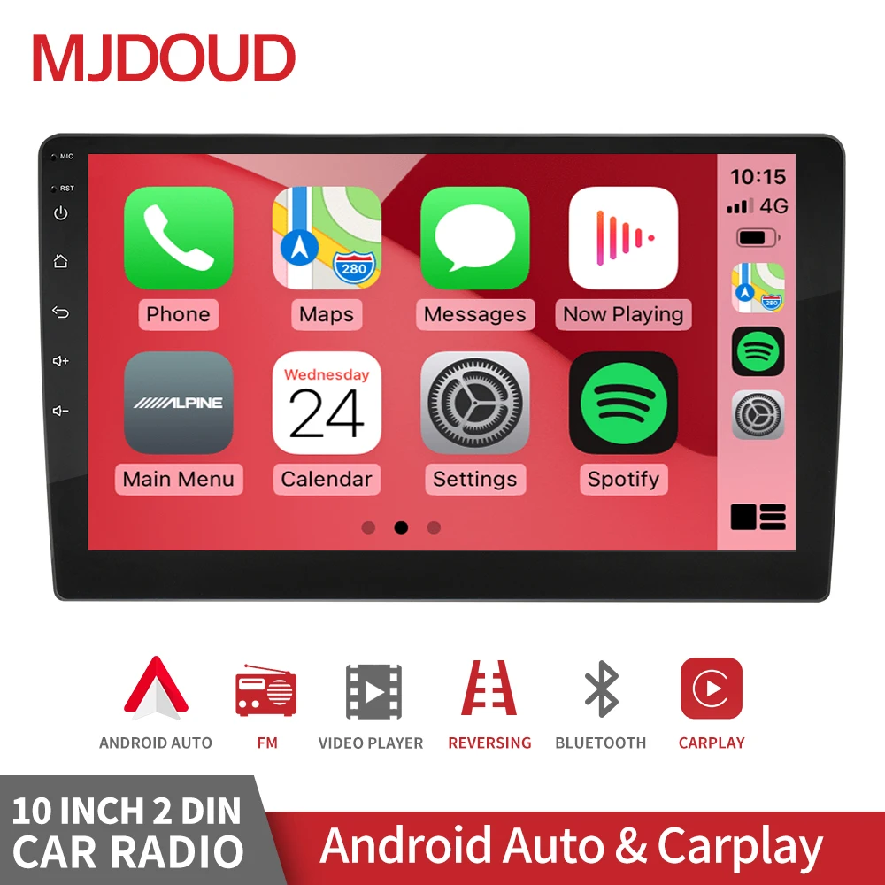 MJDOUD  2 DIN Car Stereo MP5 Player 10inch Multimedia Bluetooth USB Car Radio Touch Screen Video out Receiver Head Unit Camera