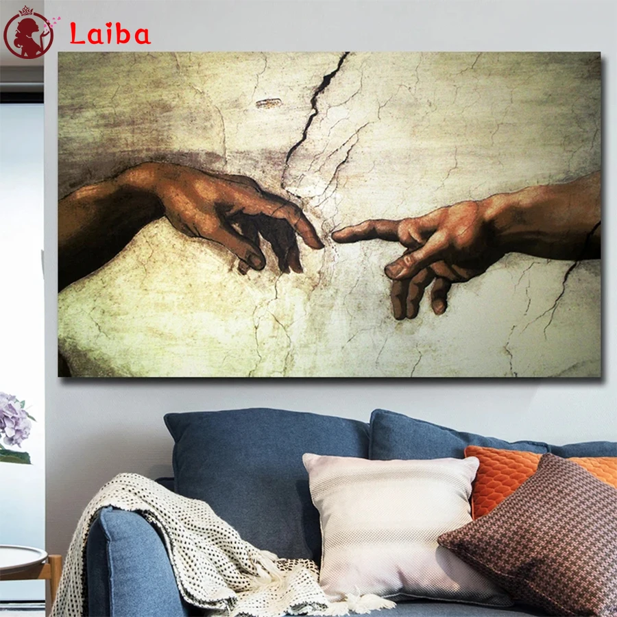 

Алмазная 5D Вышивка своими руками, творение Адама, рука Бога, Классическая алмазная живопись, вышивка крестиком, мозаика, Новое поступление, ...