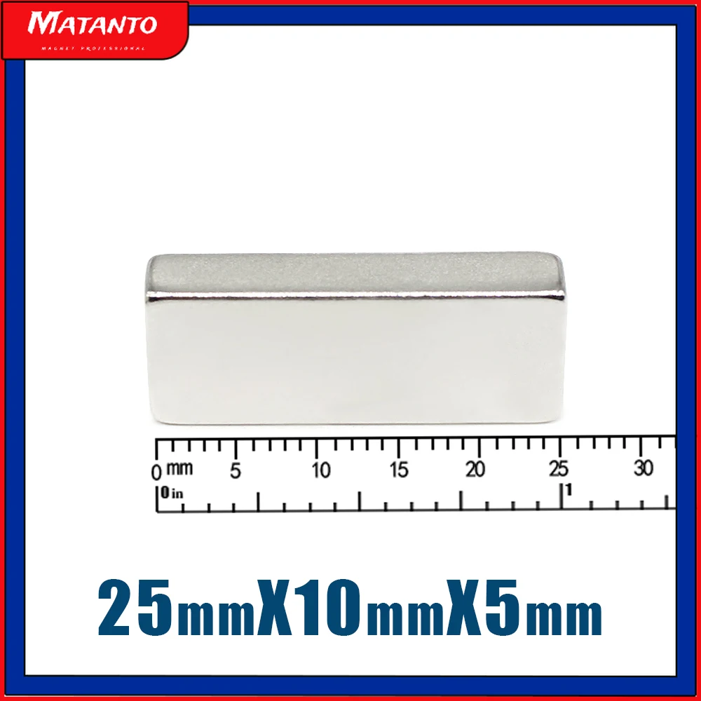 

2/5/10/20/30/50PCS 25x10x5mm Strong Block Magnets N35 Permanent Magnets 25x10x5 Rectangular Rare Earth Neodymium Magnet 25*10*5