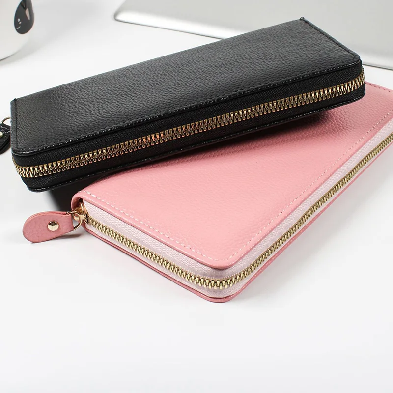 Free Personalization Leather Wallet for Women Fashion Pebble Grain Handbag Multi-Cards Large Capacity Bag Coin Purse Gift Idea