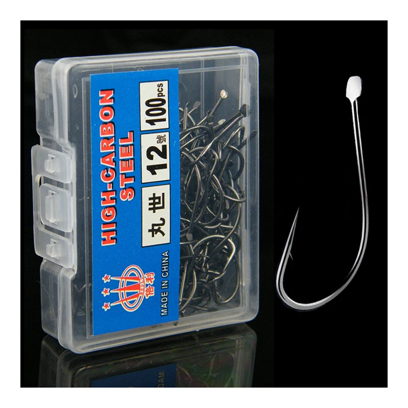 Рыболовные крючки Marushi в 100 коробках с кривым ртом и острыми шипами из черной