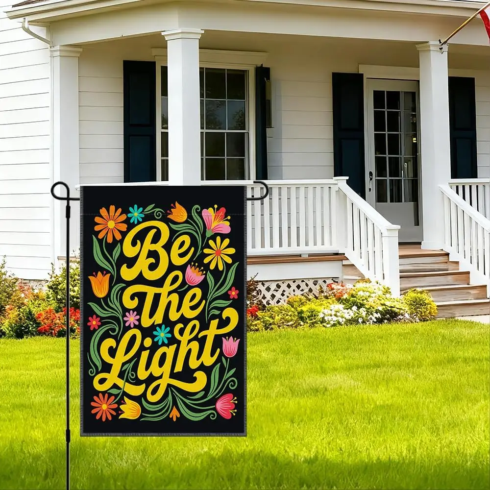 Флаг для сада RZHV Be The Light, двусторонний, для улицы, двора, украшения сада, парадов, с цветочными мотивами, для ментальной поддержки и исцеления, AAS (art.: 3920d9edd02ad) - 3920d9edd02ad