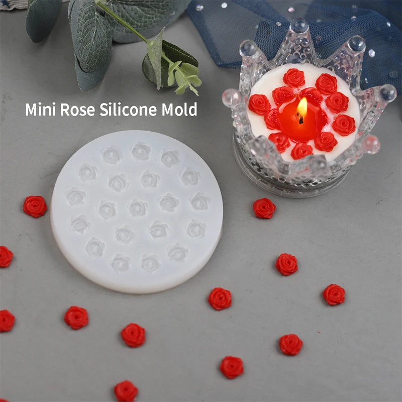 

Portable Silicone Mini Rose Candle Mold 3D Art DIY Making Soap Wax Resin Mould