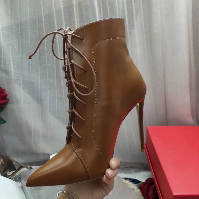 

Thin Heels Pointed Toe Sexy Ladies Shoes Spring Autumn Fashion Ankle Shoes For Women Female Genuine Leather Boots