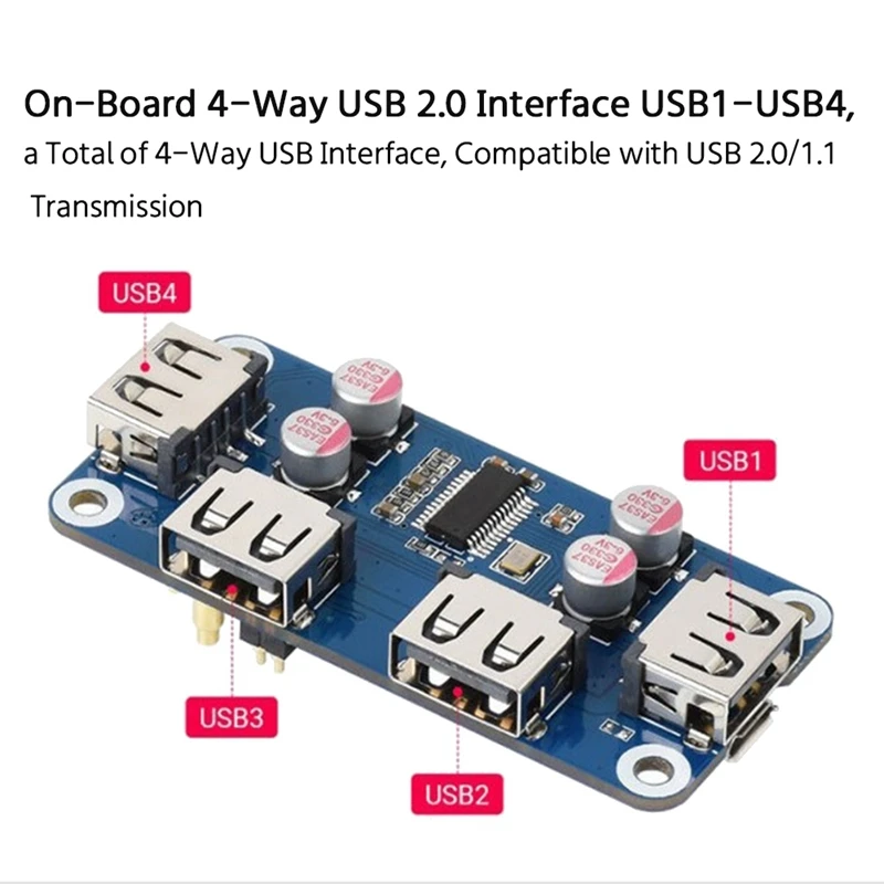 

Waveshare Blue 4-Way USB2.0 Expansion Board For Raspberry Pi Zero 2W/Zero W/Zero WH Motherboard +Shell Kit
