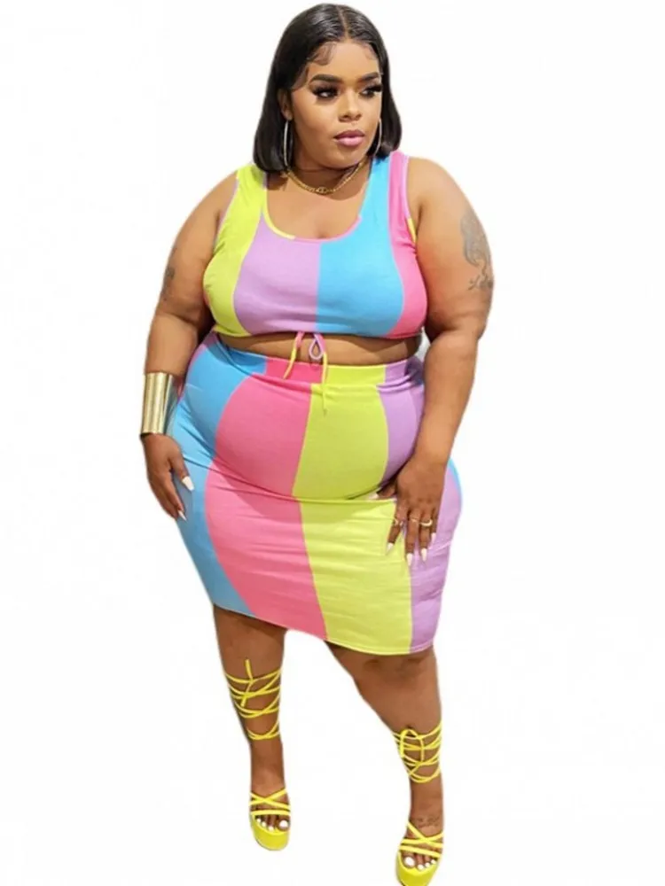 

African Skirts Sets Clothes Women 2 Piece Set Tank Crop Tops Skirt Suit Summer Fashion Panelled Dashiki African Outfits Clothing