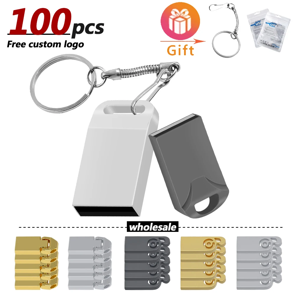 

100pcs New Super Mini Metal Usb Flash Drive 4G 8G 16G Pen Drive 32GB High Speed Memory Stick U Disk 64G Pendrive 2.0 Memoria Usb