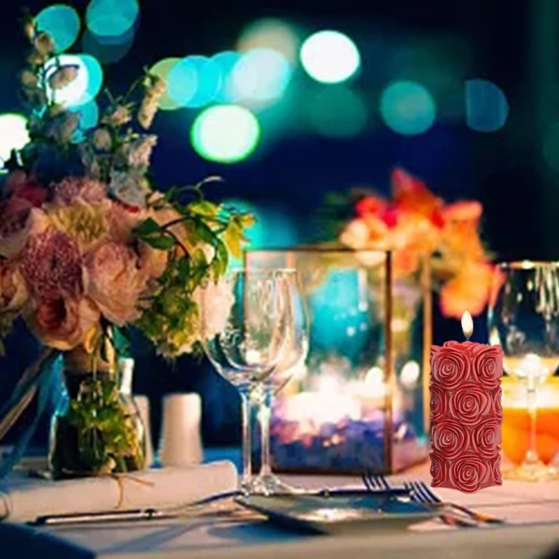 

3D Cylindrical Rose Candle Mould for Home Table Decoration Used in Ovens Freezers Microwaves Dishwashers Tear Resistance