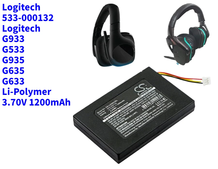 Аккумулятор Cameron Sino 1200 мАч для беспроводной гарнитуры 533-000132 Logitech G533 G933 G935 G635 G633 +