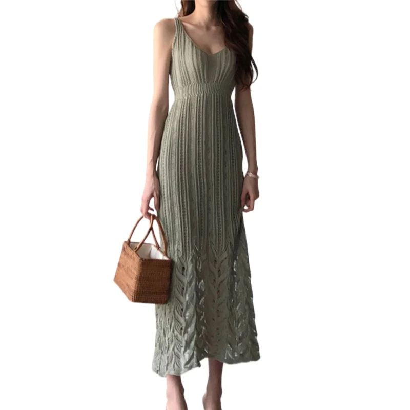 

New Spaghetti Strap Tie Dye Elegant Women Summer Dress Sexy Bodycon Sleeveless Slim Vintage Party Women Solid Dress Fashion Robe