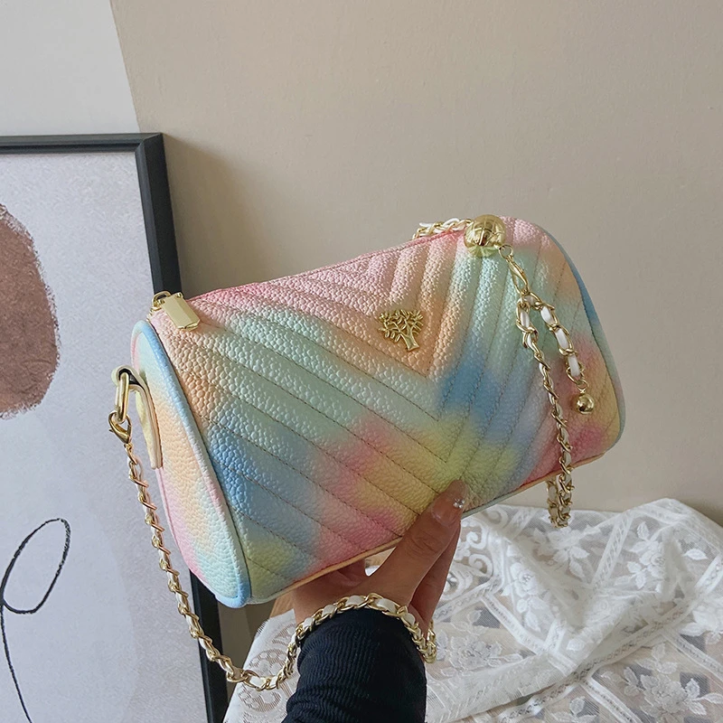 

Amiqi Solid Women Bag Female metal chain Literary Single-Shoulder Messenger Bag Minority Design Cross-Body Bag Trend Bag Bolsos