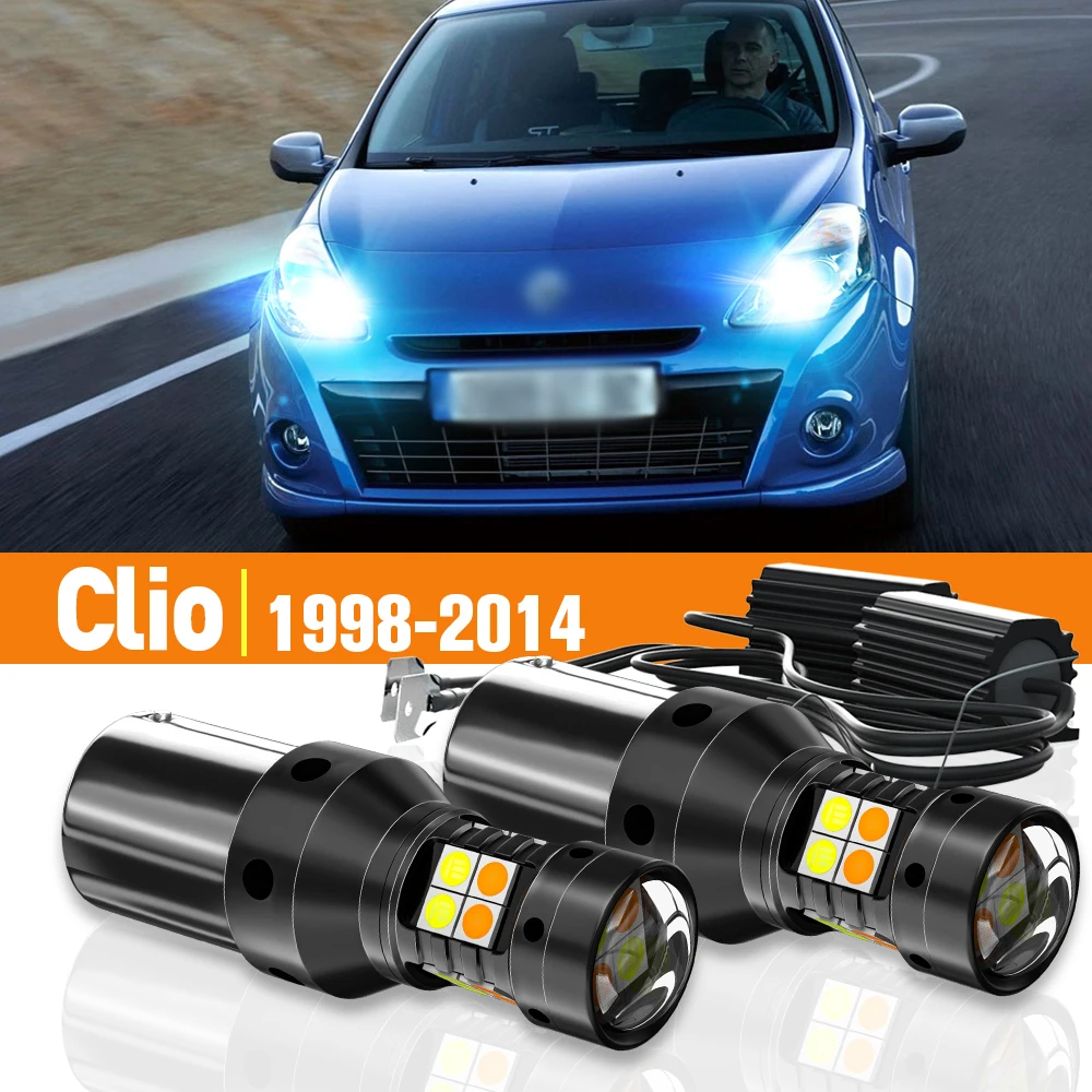 

2pcs LED Dual Mode Turn Signal+Daytime Running Light DRL For Renault Clio 1998-2014 2005 2006 2007 2008 2009 Accessories Canbus