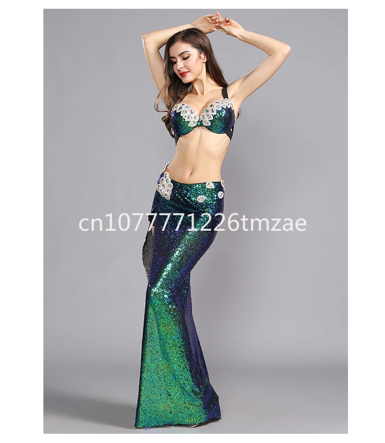 Костюм для танца живота девушек одежда выступлений бюстгальтер с блестками и