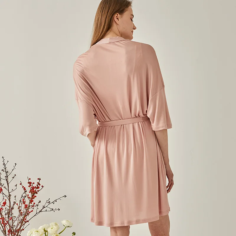 Flame Of Dream Women's Thin Bathrobe V-neck  Home Clothes Sexy And Comfortable Mulberry Silk  Bathrobe 22068