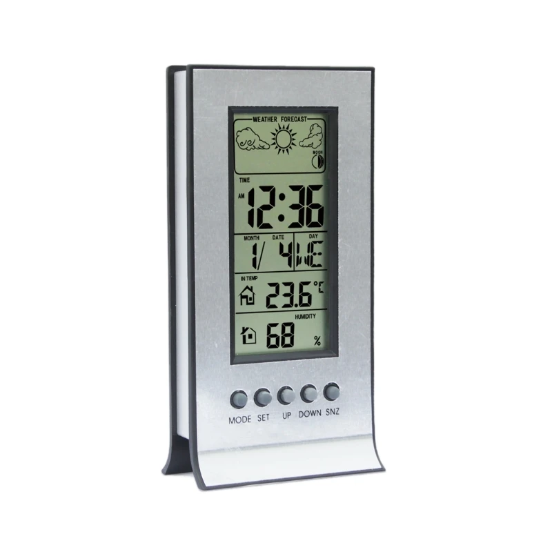 

Indoor Weather Thermometer Station Daily Clock Snooze