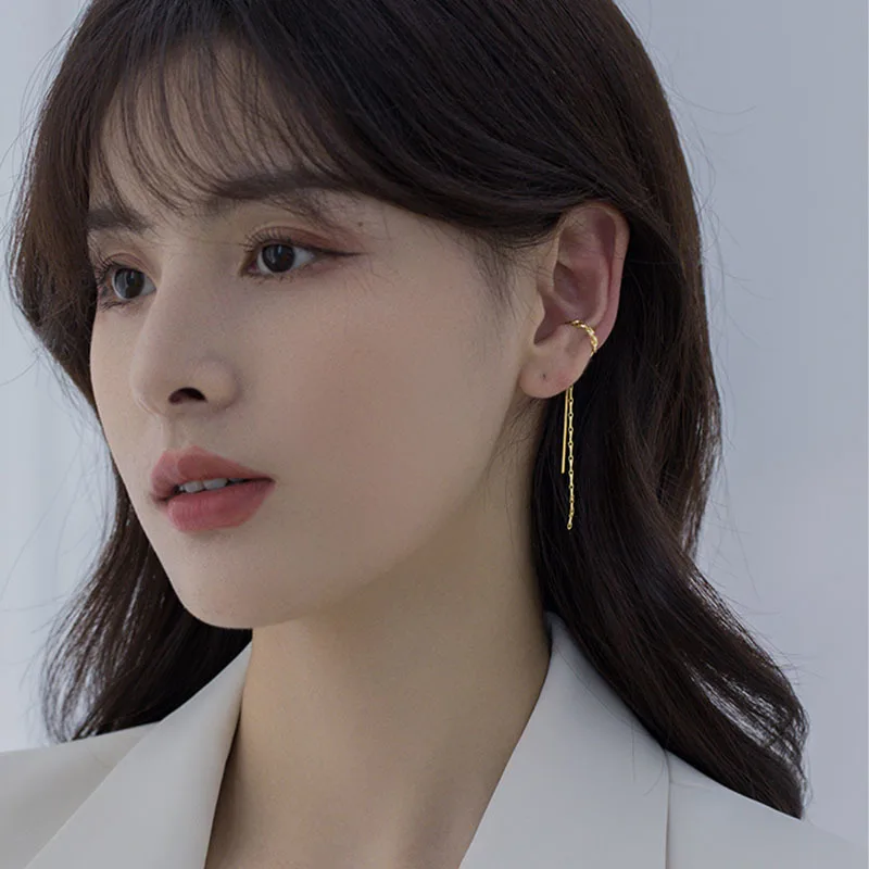 

Long Tassel Earrings For Women Girls Non-Piercing Ear Clip Silver Gold Color Dangle Earrings Metal Chains Clip Earrings Jewelry