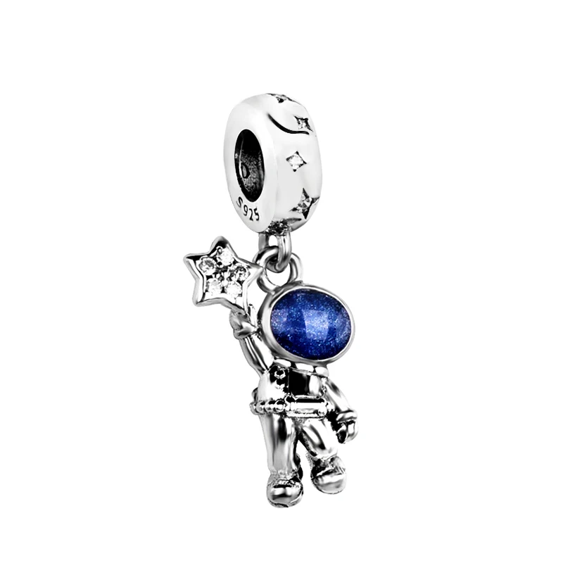 

925 Sterling Silver Bead Moments Astronaut In The Galaxy Dangl Fit Original Pandora Bracelet Women Advanced Texture Jewelry Gift
