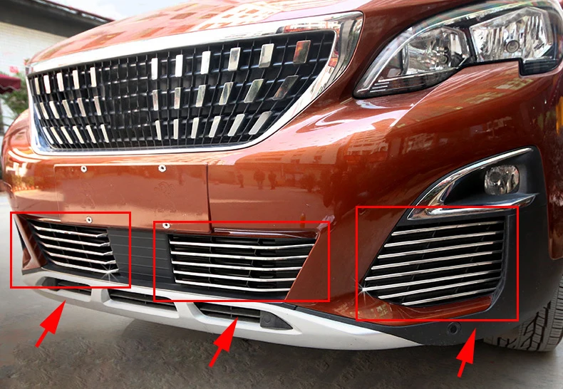 

Для Peugeot 3008 GT 3008GT 2016 2017 2018 цельная решетка из нержавеющей стали, решетка для гриля и передняя противотуманная Задняя отделка, 26 шт.