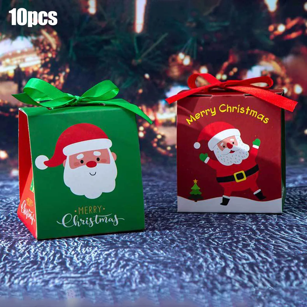 

10pcs 2023 New Christmas Santa Claus Party Paper Favour Candy Sweet Gift Boxes Decorations For Home Ornaments