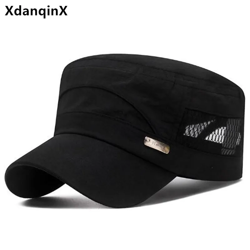 

2023 New Summer Flat Caps For Men Military Hats Breathable Mesh Cap Navy Cap Golf Cap Men's Camping Fishing Cap Snapback Cap
