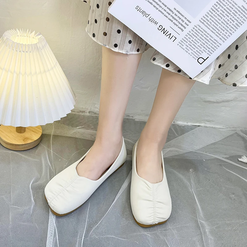 

Shoes for Women 2023 Hot Sale Round Head Women's Flats Socket Beanie Flat Shoes Solid Shoes Ladies Flat Low Heels Zapatos Mujer