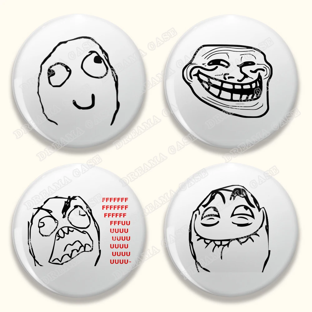 Фото Забавные значки-мемы TrollFace для аксессуаров NoMeGusta Rage Face ForeverAlone, брошь на пуговицах, круглые булавки, подарки для фанатов, геймеров, друзей №1