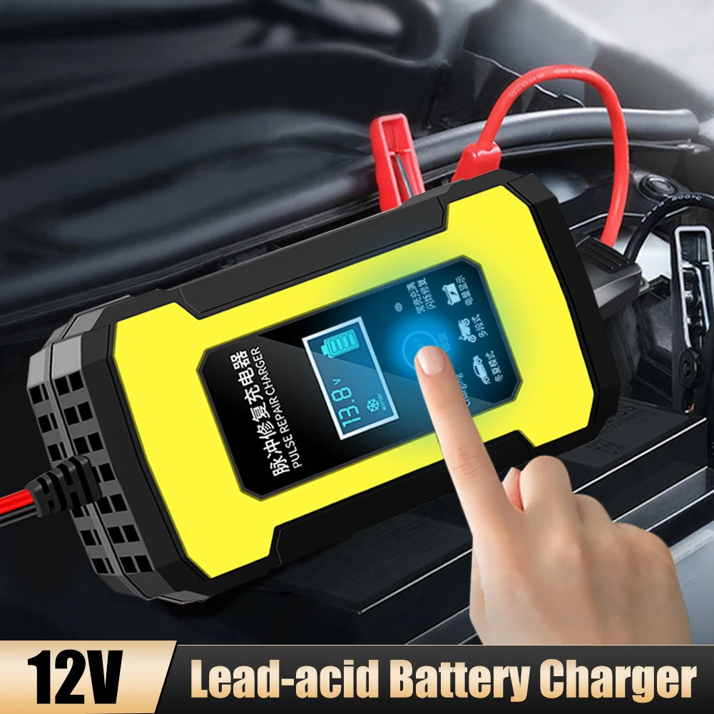 

12V/6A Car Battery Charger Automatic Pulse Battery Repair with LCD Display for 2Ah-100Ah Lead-Acid AGM Gel SLA Auto Motorcycle