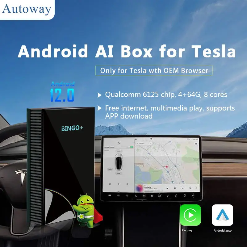 Autoway мультимедийная Android AI-приставка для Tesla Model Y 3 Беспроводная Carplay Android Авто 4G SIM-сеть 5 Gwifi Бесплатная полная функция