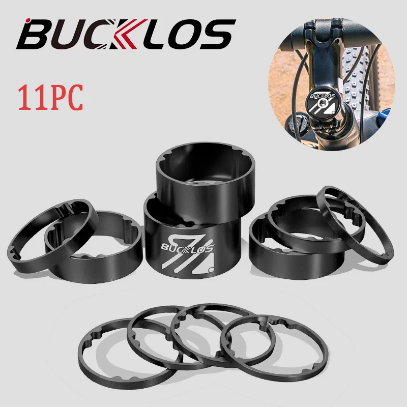 

BUCKLOS 11PC Aluminum Alloy Bike Headset Washer Bicycle Headset Washer flexible 1-1/8" MTB Stem Front Fork Spacer Gasket Ring