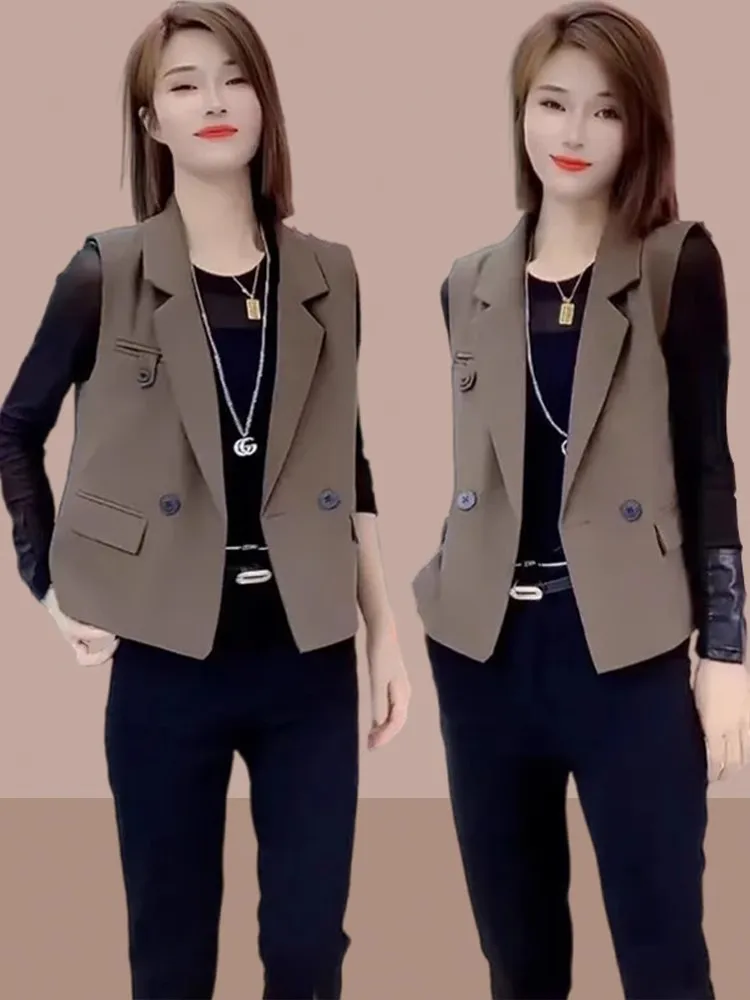 Костюм жилет женский весенне-осенний 2024 новый модный короткий костюм в стиле