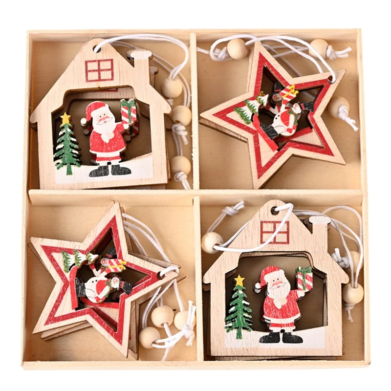 

12 шт./коробка, деревянные подвески в виде снежинок