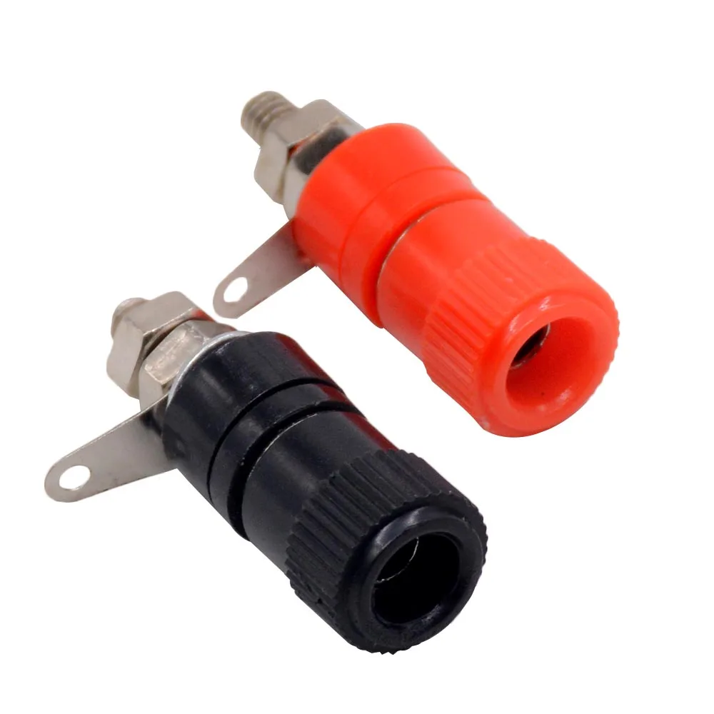 

10PCS 4mm Banana Socket Nickel Plated Binding Post Nut Banana Plug Jack Connector Red Black
