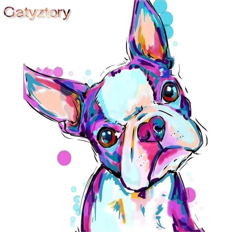 

GATYZTORY Coloring By Number Kits Home Decor Oil Painting Animal Purple Puppy Drawing On Canvas HandPainted Art Gift DIY Picture