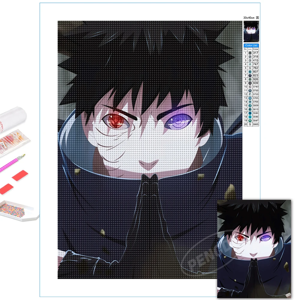

Uchiha Obito 5D DIY Diamond Painting Japan Anime Naruto Full Round Drill Anime Embroidery Picture Cross Stitch Home Decor Gifts