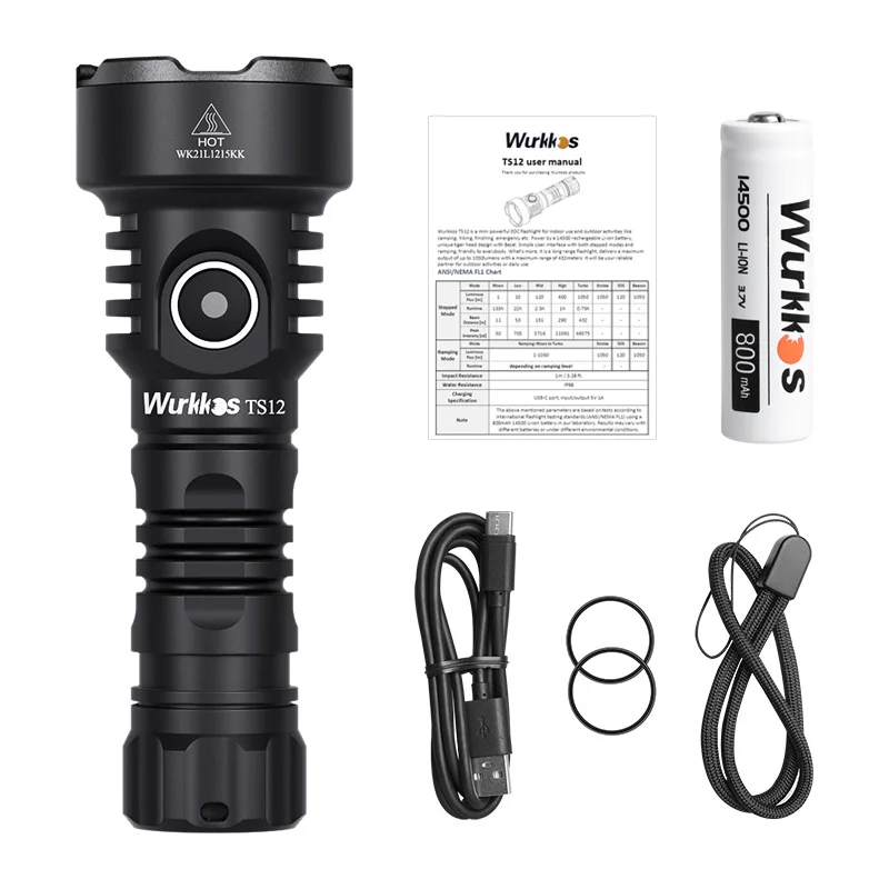 

Wurkkos TS12 алюминиевый перезаряжаемый фонарик 1050lm