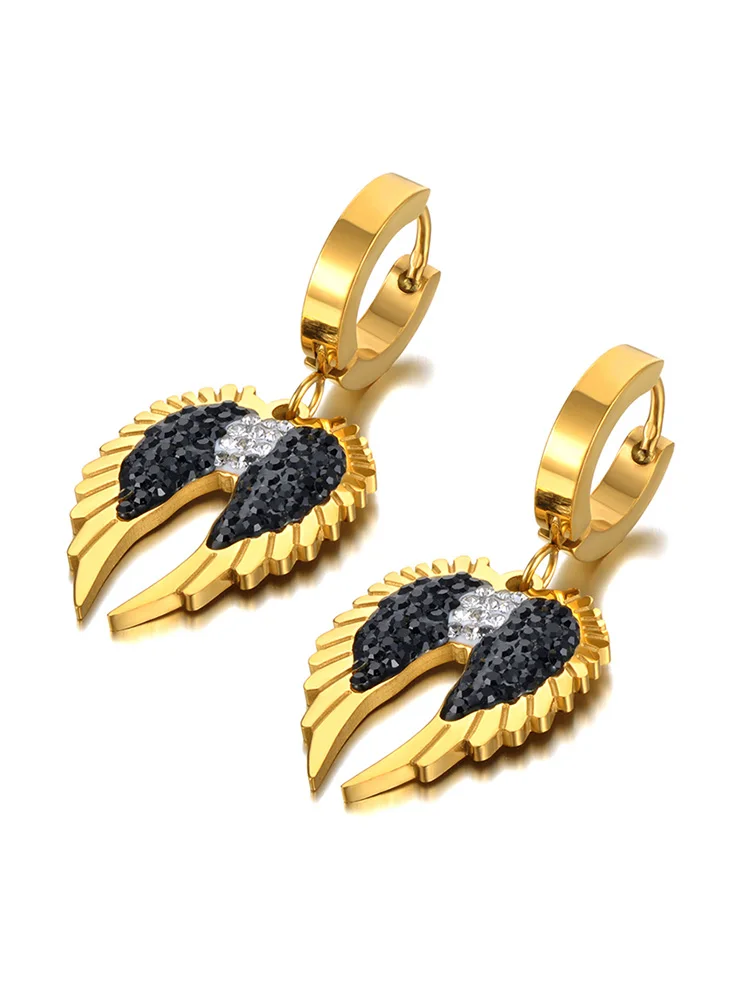 Женские серьги с ангельскими крыльями Lokaer модные из нержавеющей стали в форме