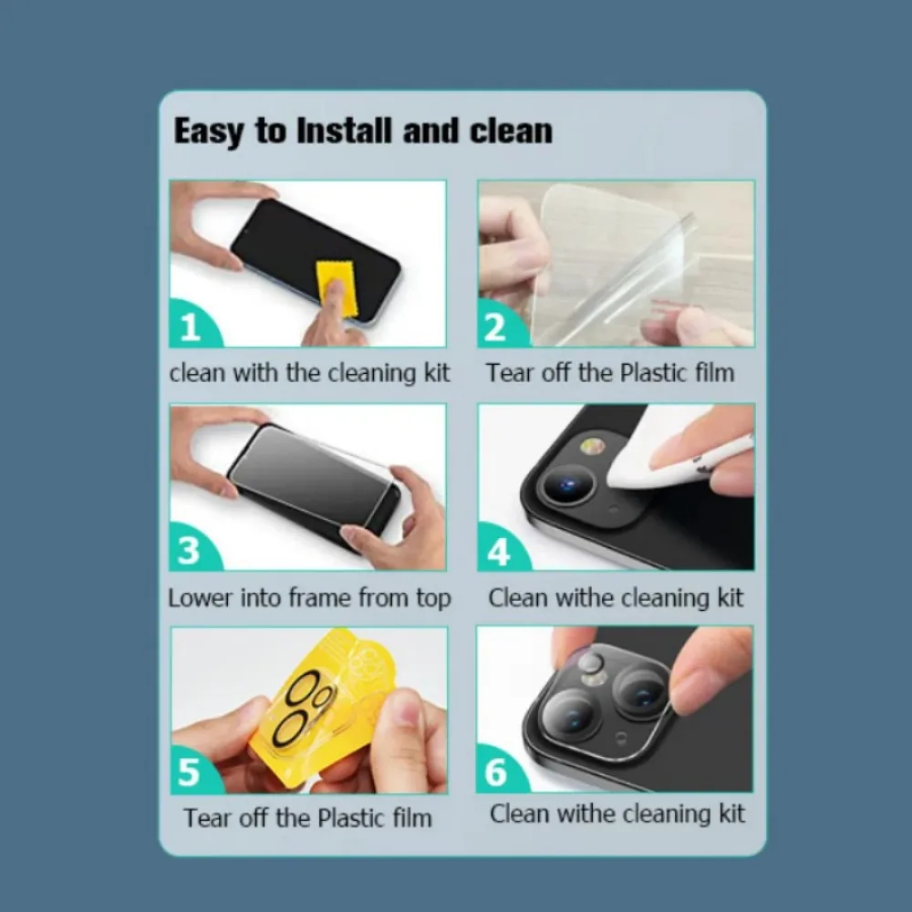 Закаленное защитное стекло 5 в 1 для iPhone 11 12 13 14 Pro Max