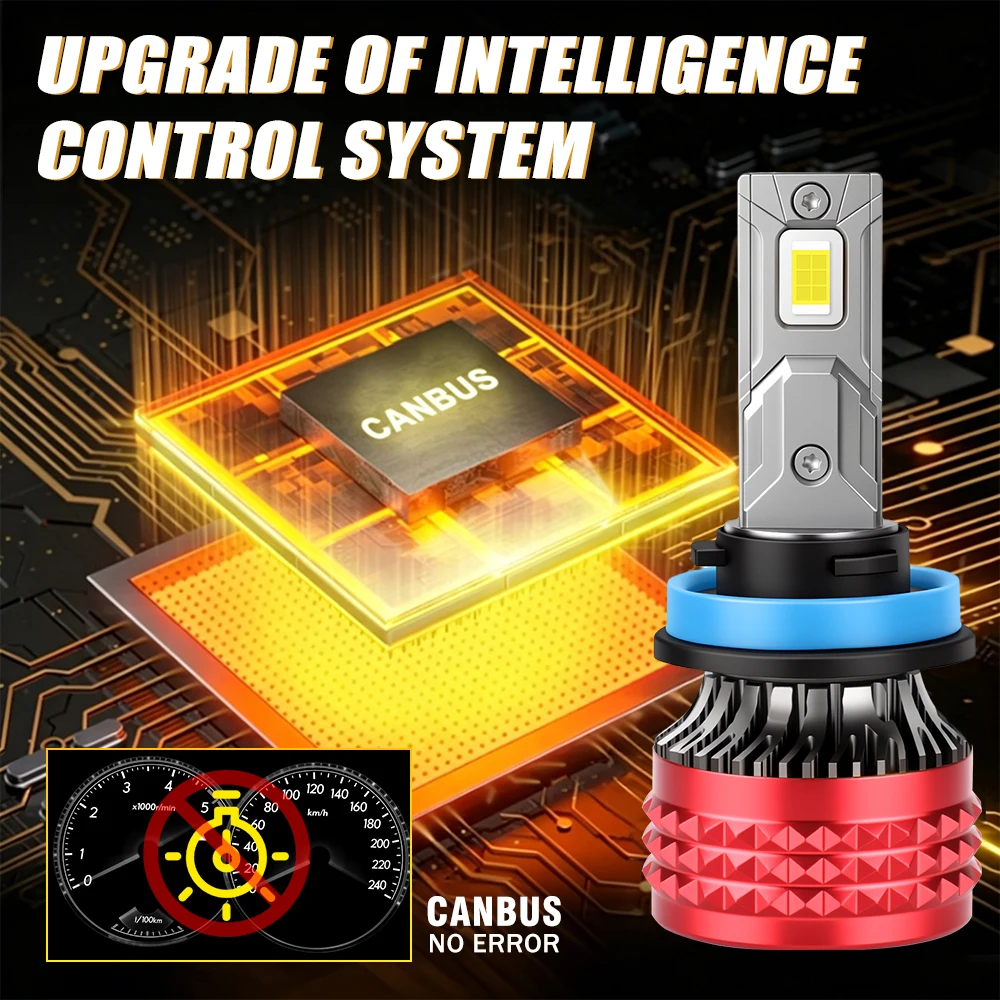 Фото 6000K Белые светодиодные лампы для фар H7 H1 9005 HB3 9006 HB4 H11 H8 H9 40000LM 300W Canbus 9007 H13 H4 Автомобильные фары с чипами CSP 12V №5