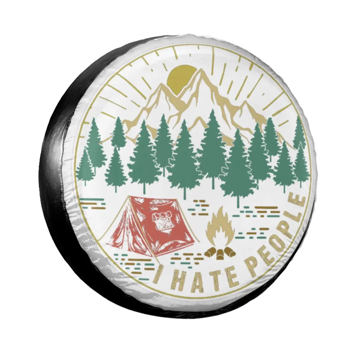 

Camping Hiking I Hate People Spare Tire Cover for Jeep Hummer Travel Camper Waterproof Car Wheel Covers 14" 15" 16&quo