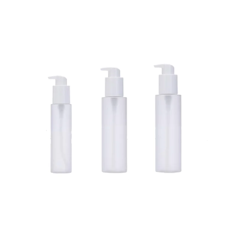 

100ML 150ML 200ML Plastic Frosted Bottle Flat Shoulder PET White Lotion Press Pump Refillable Portable Packaging Container 20Pcs