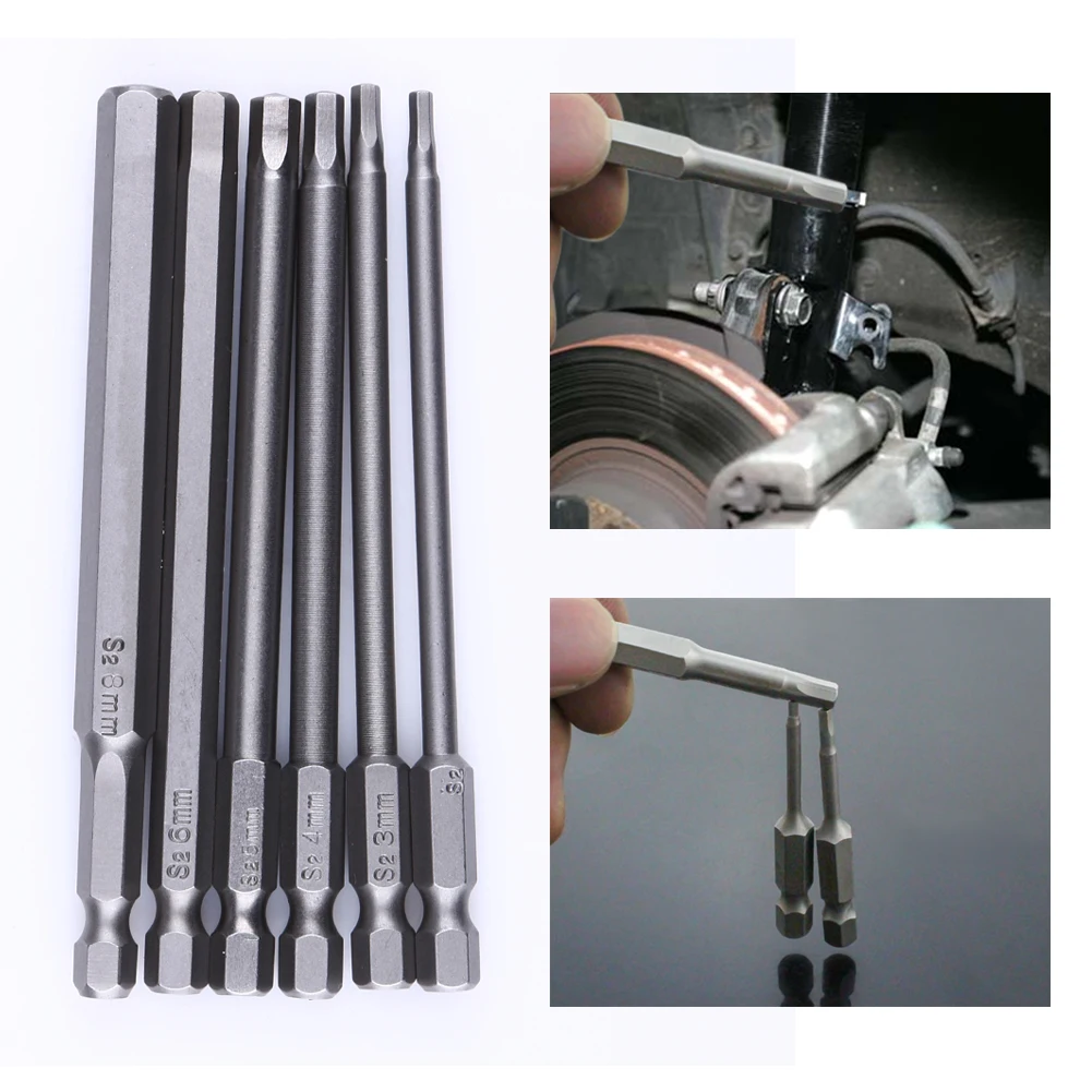

6pcs 100mm Steel Inner Hexagon Head Screw Driver Screwdrivers Kit Hand Tools Magnetic Drill Screwdriver Set Bits