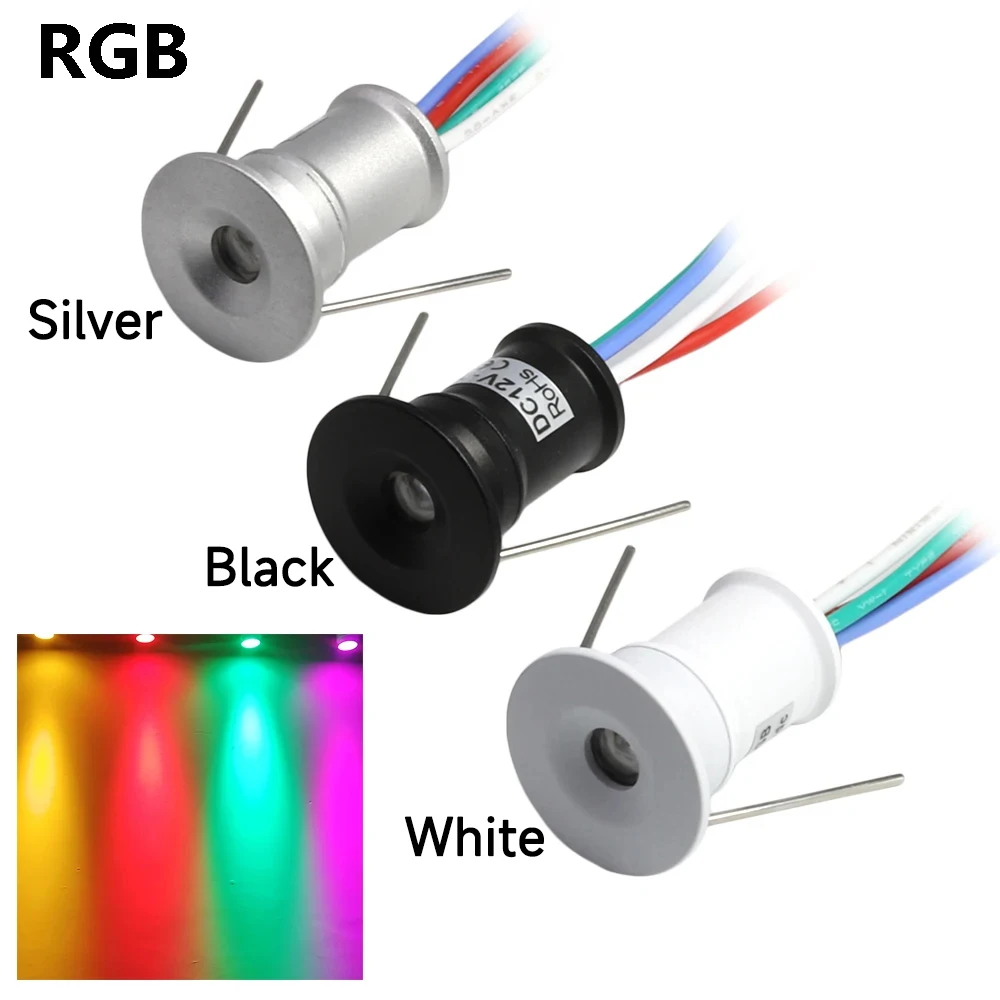 Фото 1 Вт RGB Мини-светодиодный точечный светильник 12 В с регулируемой яркостью, ювелирные изделия, светильники для винного шкафа, встраиваемый потолочный прожектор с контроллером затемнения №3