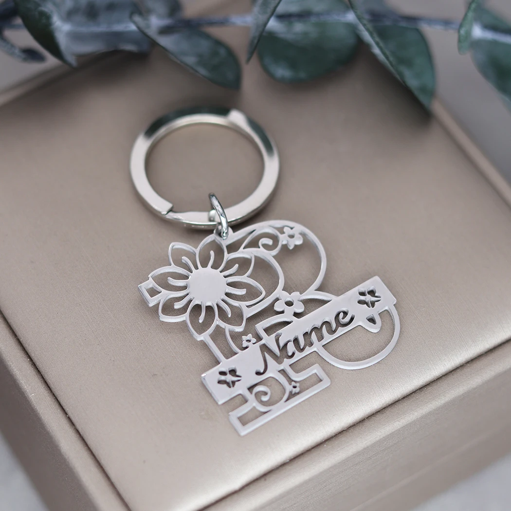 Брелок из нержавеющей стали с надписью и цветком для женщин мужчин