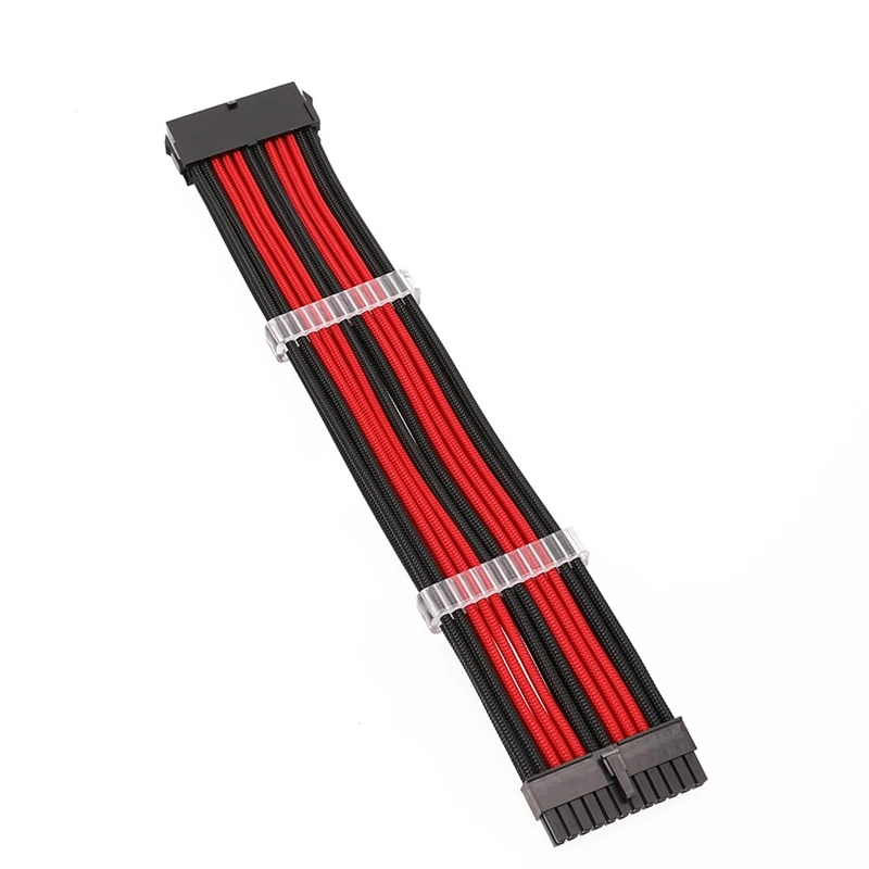 

Computer Connection Cable 24Pin Male Female Extension Cable Red And Black Single Braided Net 30Cm